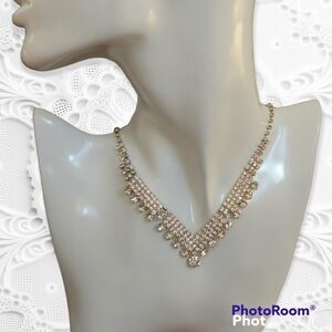 3/$30 Crystal Princess V-Neck Bridal Formal Holiday Necklace